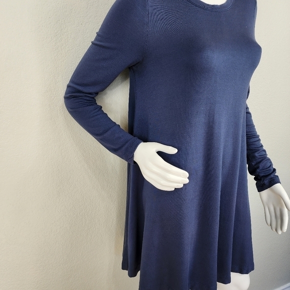 Loft Lounge Blue Long Sleeve Swing Dress Size M - Picture 2 of 12